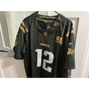 Tom Brady New England Patriots 6X Super Bowl Champions Jersey Black Gold XXL